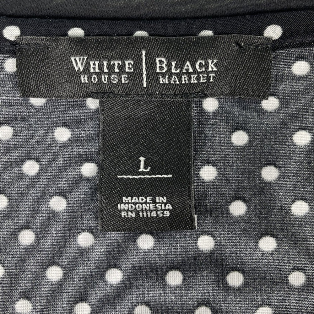 White House Black Market Tank Top Womens L Black Polka Dot Tiered Ruffle Blouse - Picture 3 of 7